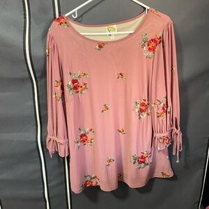 Floral Embroidered Pink Women's Top